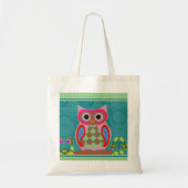 Patchwork Folk Art Owl en Stippen Tote Bag (Voorkant)