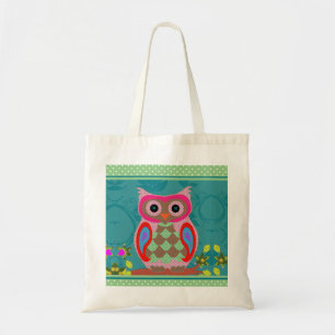 Patchwork Folk Art Owl en Stippen Tote Bag