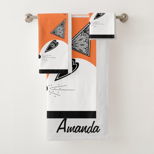 Patchwork Fox, applique Fox, Fox, kinderen Bad Handdoek (Insitu)