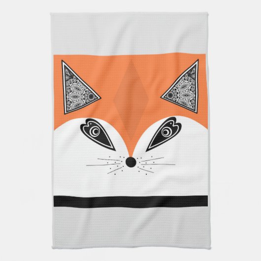 Patchwork Fox, applique Fox, Fox Theedoek (Verticaal)