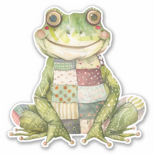 Patchwork Frog Sticker (Voorkant)