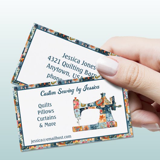Patchwork Geblokte Naaimachine Visitekaartje