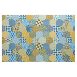 Patchwork Geel en blauw Stof
