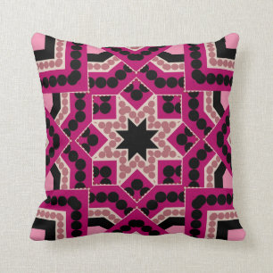 Patchwork Geometric Star Hot Pink Cushion Kussen
