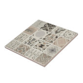 Patchwork geometrische havermout  blad tegeltje (Zijkant)