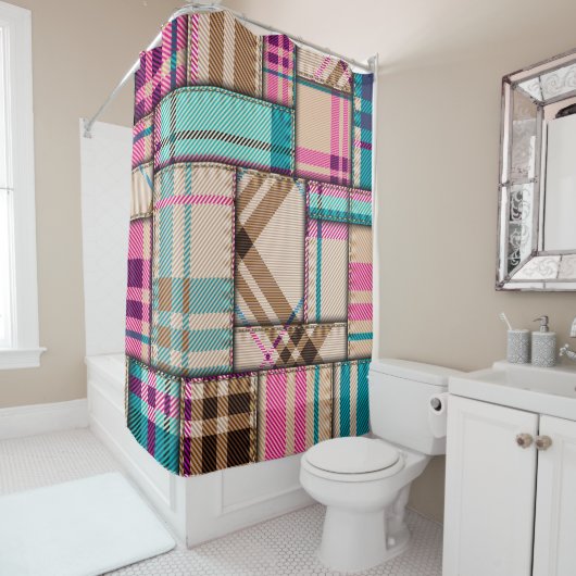 Patchwork geruite, naadloze achtergrond. douchegordijn (In situ)