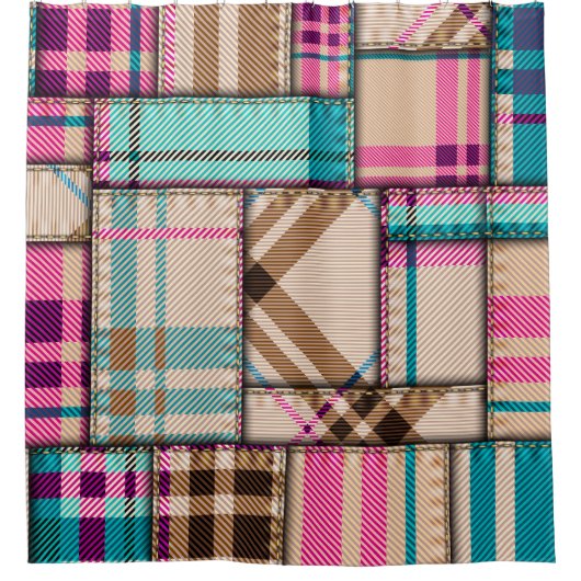 Patchwork geruite, naadloze achtergrond. douchegordijn (Voorkant)