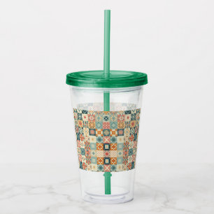 , patchwork gewatteerde look acryl drinkbeker