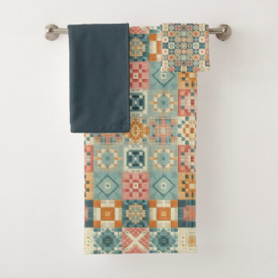 , patchwork gewatteerde look bad handdoek