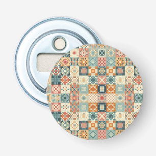, patchwork gewatteerde look button flesopener
