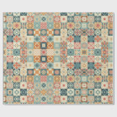 , patchwork gewatteerde look cadeaupapier (Vlak)