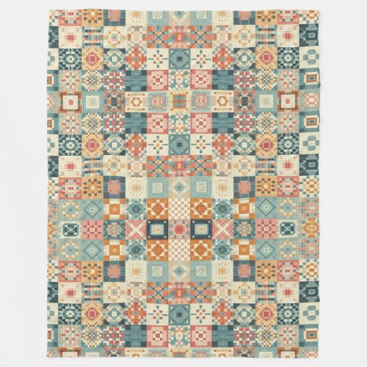 , patchwork gewatteerde look fleece deken (Voorkant)