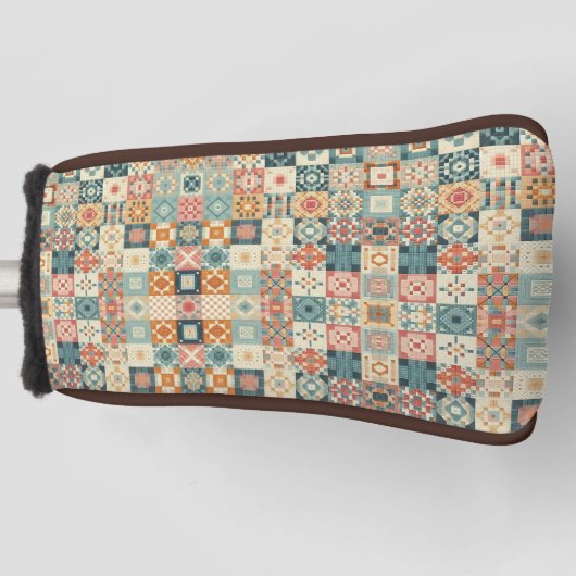 , patchwork gewatteerde look golfheadcover (Voorkant)