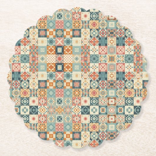 , patchwork gewatteerde look kartonnen onderzetters (Voorkant)