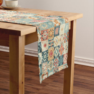 , patchwork gewatteerde look korte tafelloper