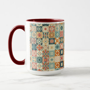 , patchwork gewatteerde look mok