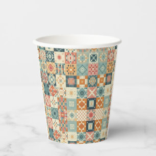, patchwork gewatteerde look papieren bekers
