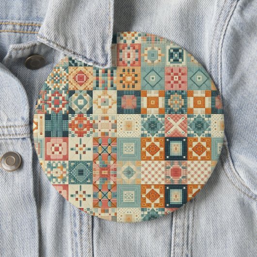 , patchwork gewatteerde look ronde button 6,0 cm (In situ)