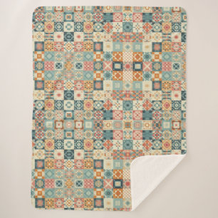 , patchwork gewatteerde look sherpa deken