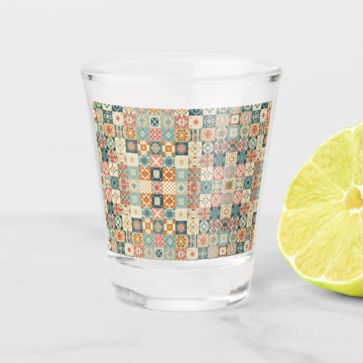 , patchwork gewatteerde look shot glas (Voorkant)