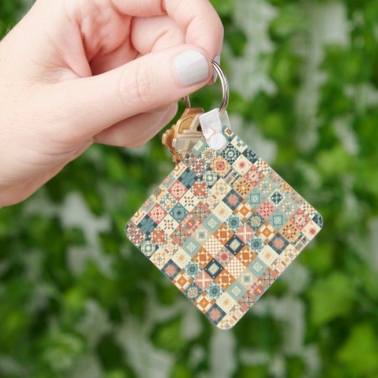 , patchwork gewatteerde look sleutelhanger (Hand)