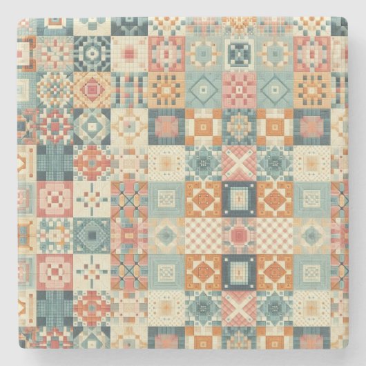 , patchwork gewatteerde look stenen onderzetter (Voorkant)