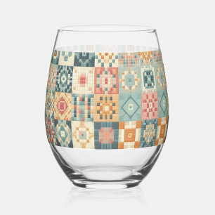 , patchwork gewatteerde look wijnglas zonder voet