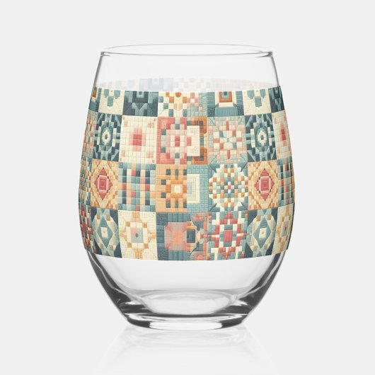 , patchwork gewatteerde look wijnglas zonder voet (Rechts)
