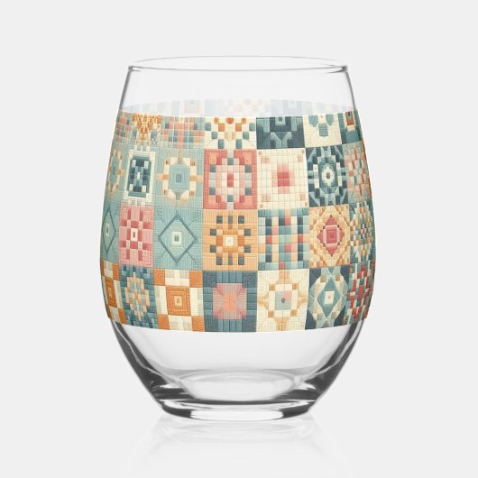 , patchwork gewatteerde look wijnglas zonder voet (Links)