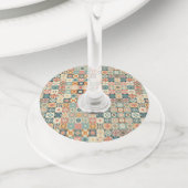 , patchwork gewatteerde look wijnglaslabel (Dichtbij)