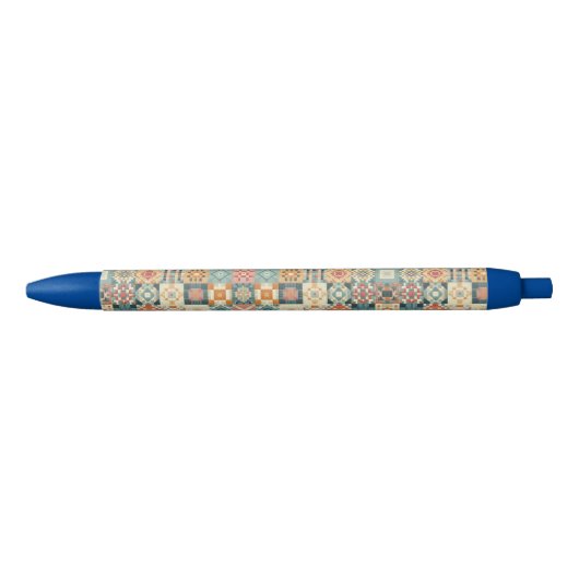 , patchwork gewatteerde look zwarte inkt pen (Voorkant)