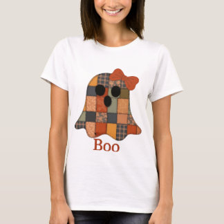 Patchwork Ghost BOO T-shirt, Cute Halloween Ghost T-shirt