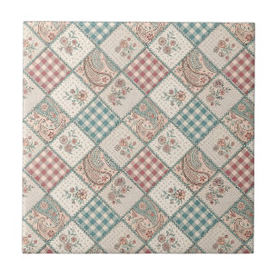 Patchwork Gingham & Paisley à carreaux brodés Art