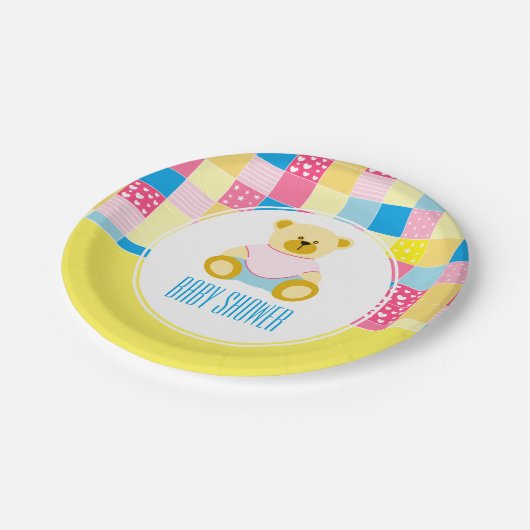 Patchwork Gold Beer, Baby shower Papieren Bordje (Gekanteld)