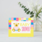 Patchwork Gold Beer, Baby shower uitnodiging Briefkaart (Staand voorkant)