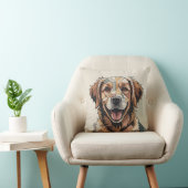 Patchwork Golden Retriever Warm Neutraal Kussen (Stoel)