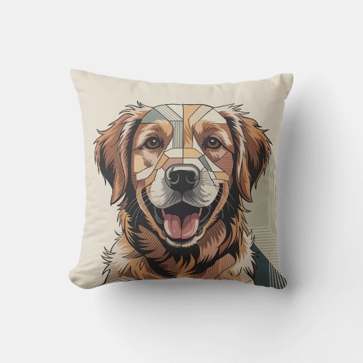 Patchwork Golden Retriever Warm Neutraal Kussen (Voorkant)