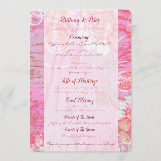 Patchwork Graffiti Wedding Programme (Devant)