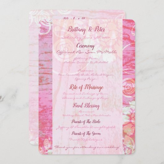 Patchwork Graffiti Wedding Programme (Devant / Derrière)