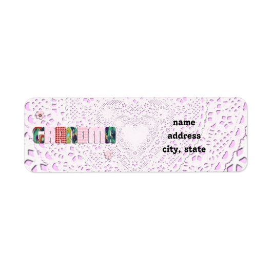 Patchwork "Grandma" op Lace Etiket (Voorkant)