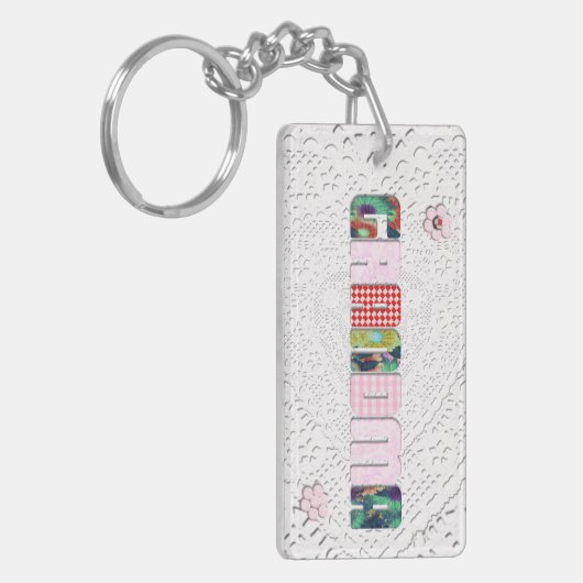 Patchwork "Grandma" op Lace Sleutelhanger (Voorkant Links)