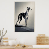 Patchwork Greyhound - Slanke Geometrische Hond Poster (Keuken)
