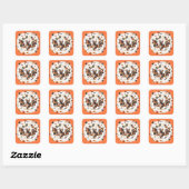 Patchwork Halloween Bat in Herfst Kleuren Vierkante Sticker (Vel)