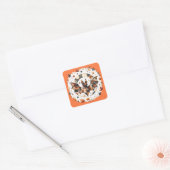 Patchwork Halloween Bat in Herfst Kleuren Vierkante Sticker (Envelop)