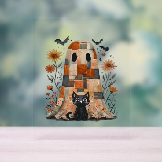 Patchwork Halloween Fantôme et chat, Retro Éffraya (Neutre)
