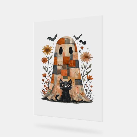 Patchwork Halloween Fantôme et chat, Retro Éffraya (Angle)