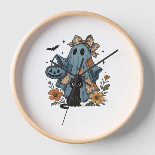 Patchwork Halloween Ghost Black Cat Essential T-Sh (Voorkant)