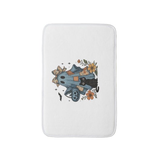 Patchwork Halloween Ghost Black Cat Essential T-Sh Badmat (Voorkant Verticaal)