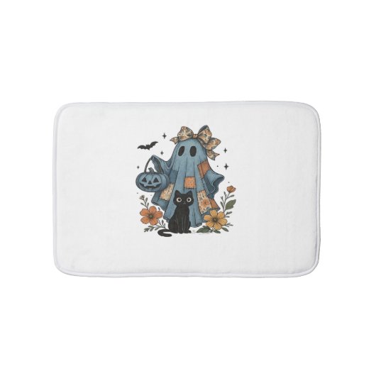 Patchwork Halloween Ghost Black Cat Essential T-Sh Badmat (Voorkant)