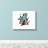 Patchwork Halloween Ghost Black Cat Essential T-Sh Canvas Afdruk (Insitu (Houten vloer))